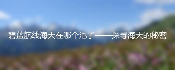 碧蓝航线海天在哪个池子——探寻海天的秘密
