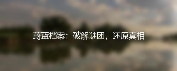 蔚蓝档案：破解谜团，还原真相