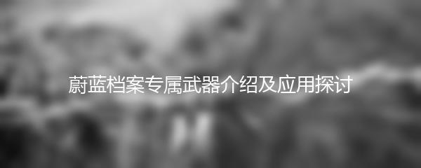 蔚蓝档案专属武器介绍及应用探讨