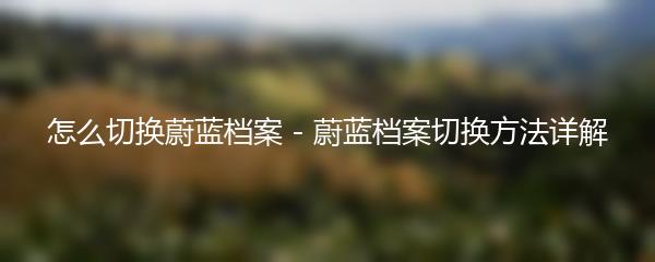 怎么切换蔚蓝档案 - 蔚蓝档案切换方法详解