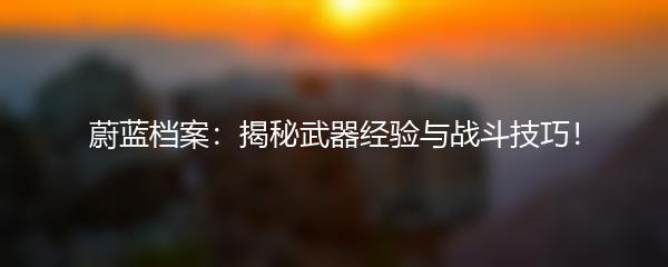 蔚蓝档案：揭秘武器经验与战斗技巧！