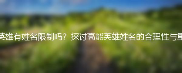 高能英雄有姓名限制吗？探讨高能英雄姓名的合理性与重要性