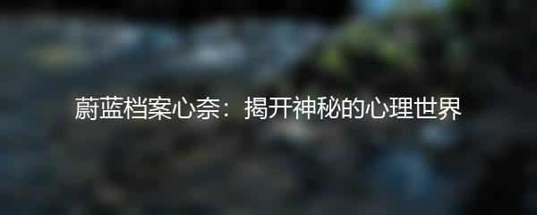 蔚蓝档案心奈：揭开神秘的心理世界