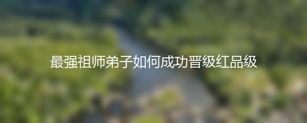 最强祖师弟子如何成功晋级红品级