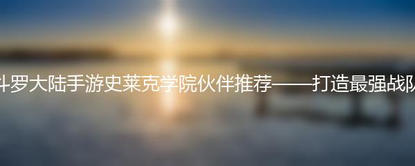 斗罗大陆手游史莱克学院伙伴推荐——打造最强战队