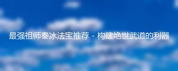 最强祖师秦冰法宝推荐 - 构建绝世武道的利器