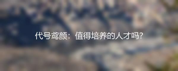 代号鸢颜：值得培养的人才吗？