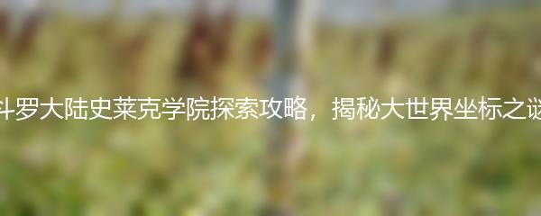 斗罗大陆史莱克学院探索攻略，揭秘大世界坐标之谜