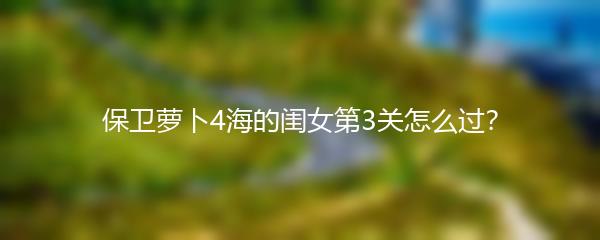 保卫萝卜4海的闺女第3关怎么过？