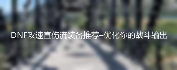 DNF攻速直伤流装备推荐–优化你的战斗输出