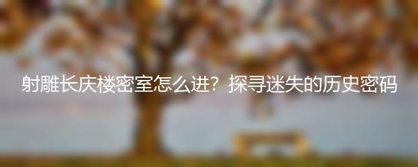 射雕长庆楼密室怎么进？探寻迷失的历史密码