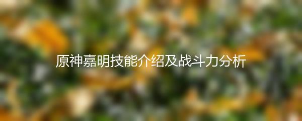 原神嘉明技能介绍及战斗力分析