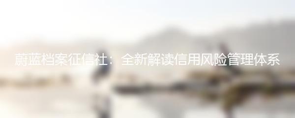 蔚蓝档案征信社：全新解读信用风险管理体系