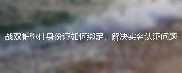 战双帕弥什身份证如何绑定，解决实名认证问题