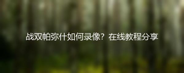 战双帕弥什如何录像？在线教程分享