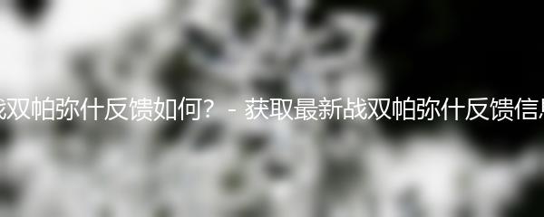 战双帕弥什反馈如何？- 获取最新战双帕弥什反馈信息