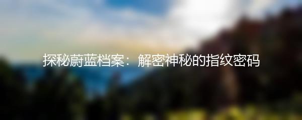 探秘蔚蓝档案：解密神秘的指纹密码