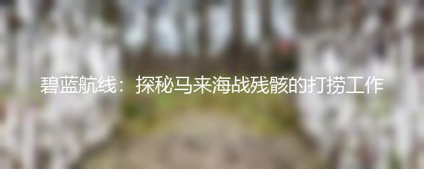 碧蓝航线：探秘马来海战残骸的打捞工作