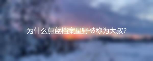 为什么蔚蓝档案星野被称为大叔？