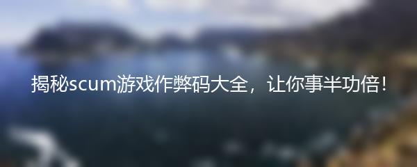 揭秘scum游戏作弊码大全，让你事半功倍！
