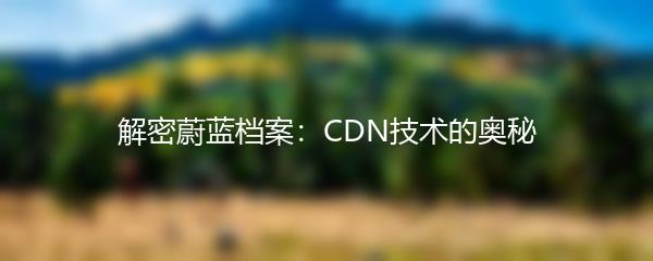 解密蔚蓝档案：CDN技术的奥秘