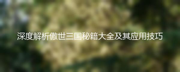 深度解析傲世三国秘籍大全及其应用技巧