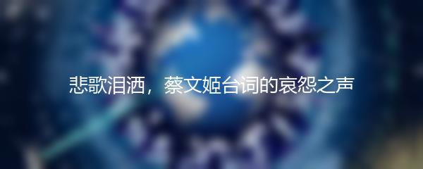 悲歌泪洒，蔡文姬台词的哀怨之声