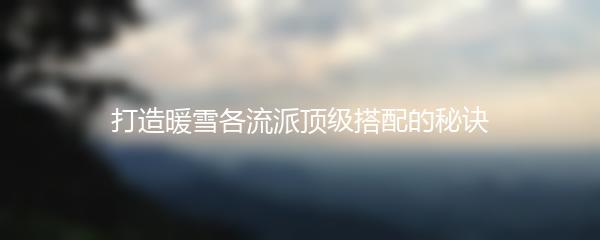 打造暖雪各流派顶级搭配的秘诀