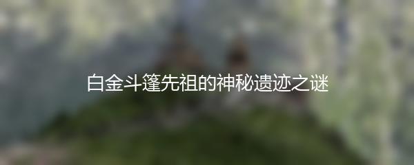 白金斗篷先祖的神秘遗迹之谜
