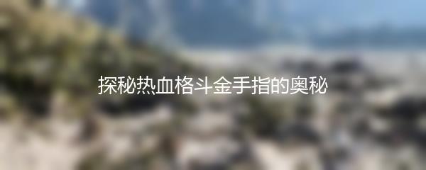 探秘热血格斗金手指的奥秘