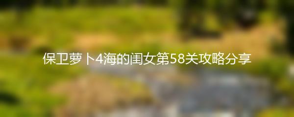 保卫萝卜4海的闺女第58关攻略分享