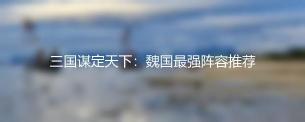 三国谋定天下：魏国最强阵容推荐