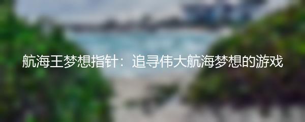 航海王梦想指针：追寻伟大航海梦想的游戏