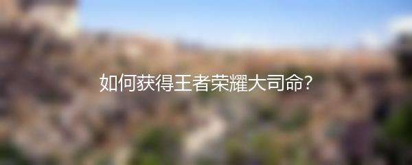 如何获得王者荣耀大司命？