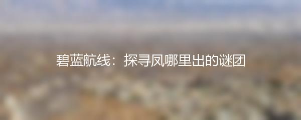 碧蓝航线：探寻凤哪里出的谜团
