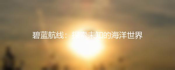 碧蓝航线：探索未知的海洋世界