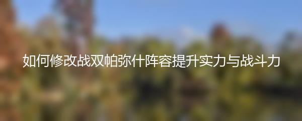如何修改战双帕弥什阵容提升实力与战斗力