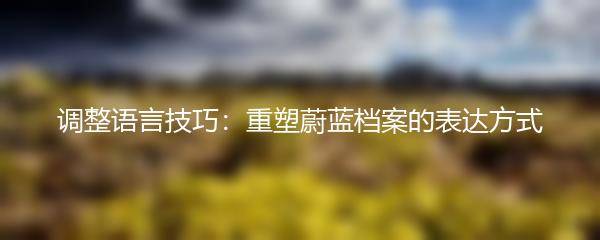 调整语言技巧：重塑蔚蓝档案的表达方式