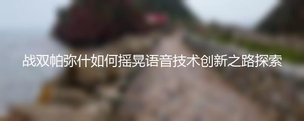 战双帕弥什如何摇晃语音技术创新之路探索