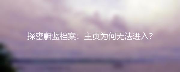 探密蔚蓝档案：主页为何无法进入？