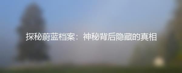 探秘蔚蓝档案：神秘背后隐藏的真相