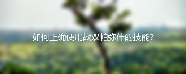 如何正确使用战双帕弥什的技能？