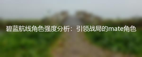 碧蓝航线角色强度分析：引领战局的mate角色