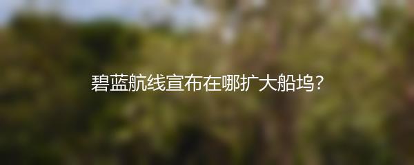 碧蓝航线宣布在哪扩大船坞？