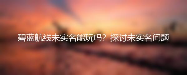 碧蓝航线未实名能玩吗？探讨未实名问题