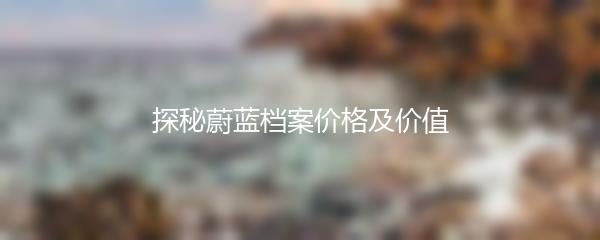 探秘蔚蓝档案价格及价值