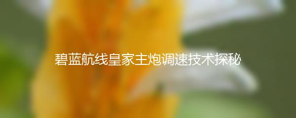 碧蓝航线皇家主炮调速技术探秘