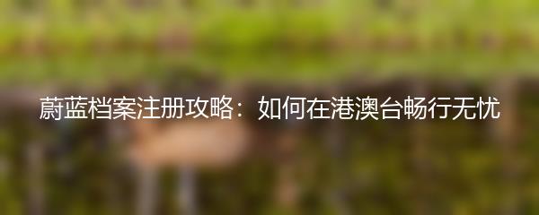 蔚蓝档案注册攻略：如何在港澳台畅行无忧