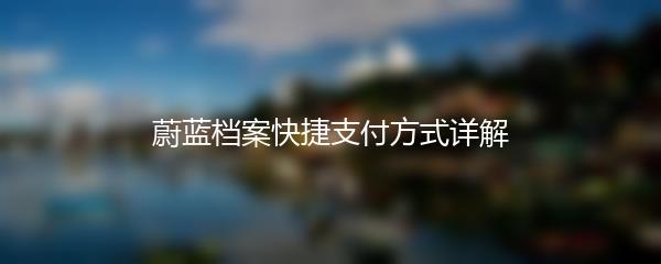 蔚蓝档案快捷支付方式详解