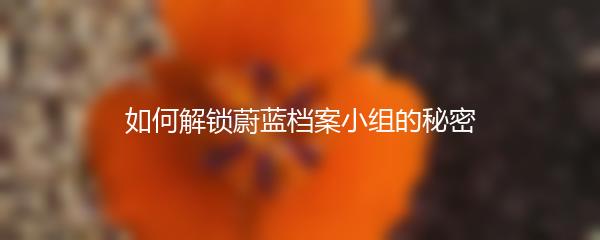 如何解锁蔚蓝档案小组的秘密